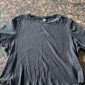 Women's Black Ribbed Short Sleeve Top Shein 3XL